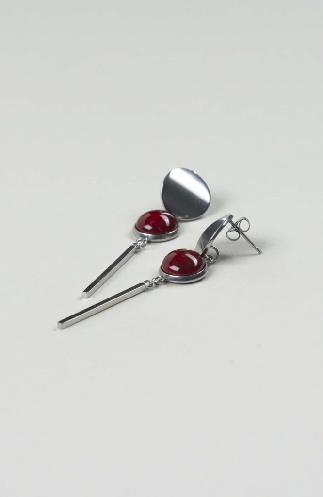 Clous d'oreilles pendants Velours Uni Argenté