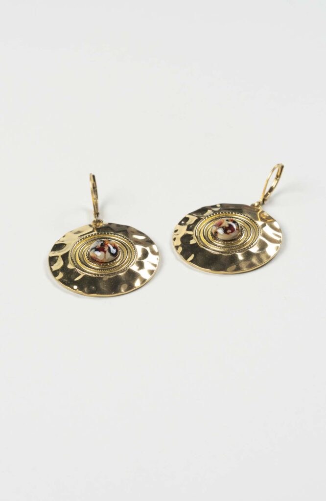 Boucles d'oreilles disques Velours Doré
