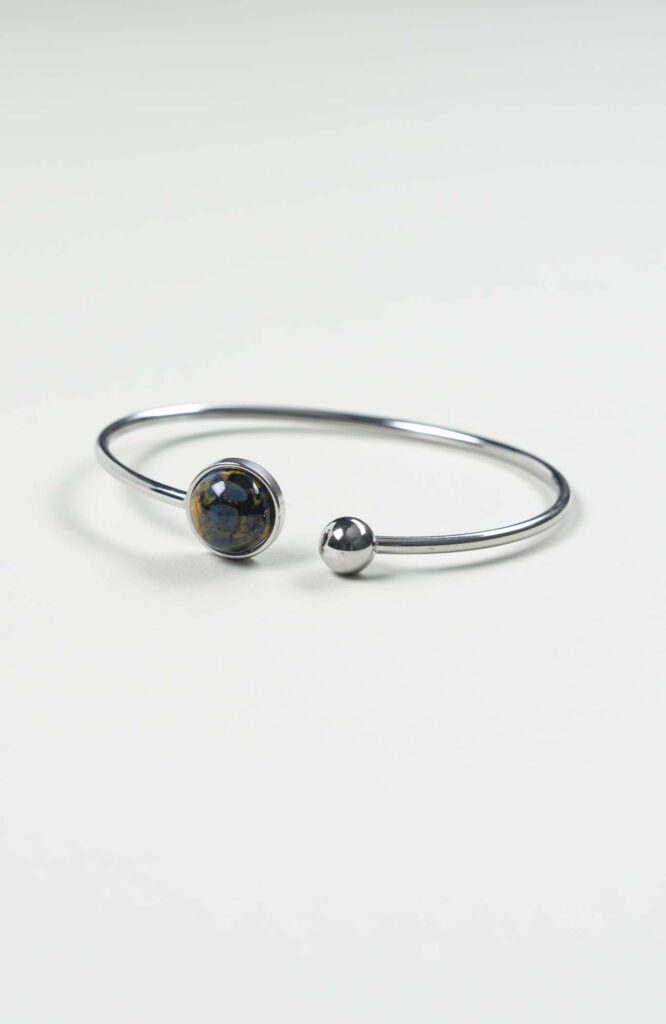 Bracelet grand jonc cabochon Azura Argenté