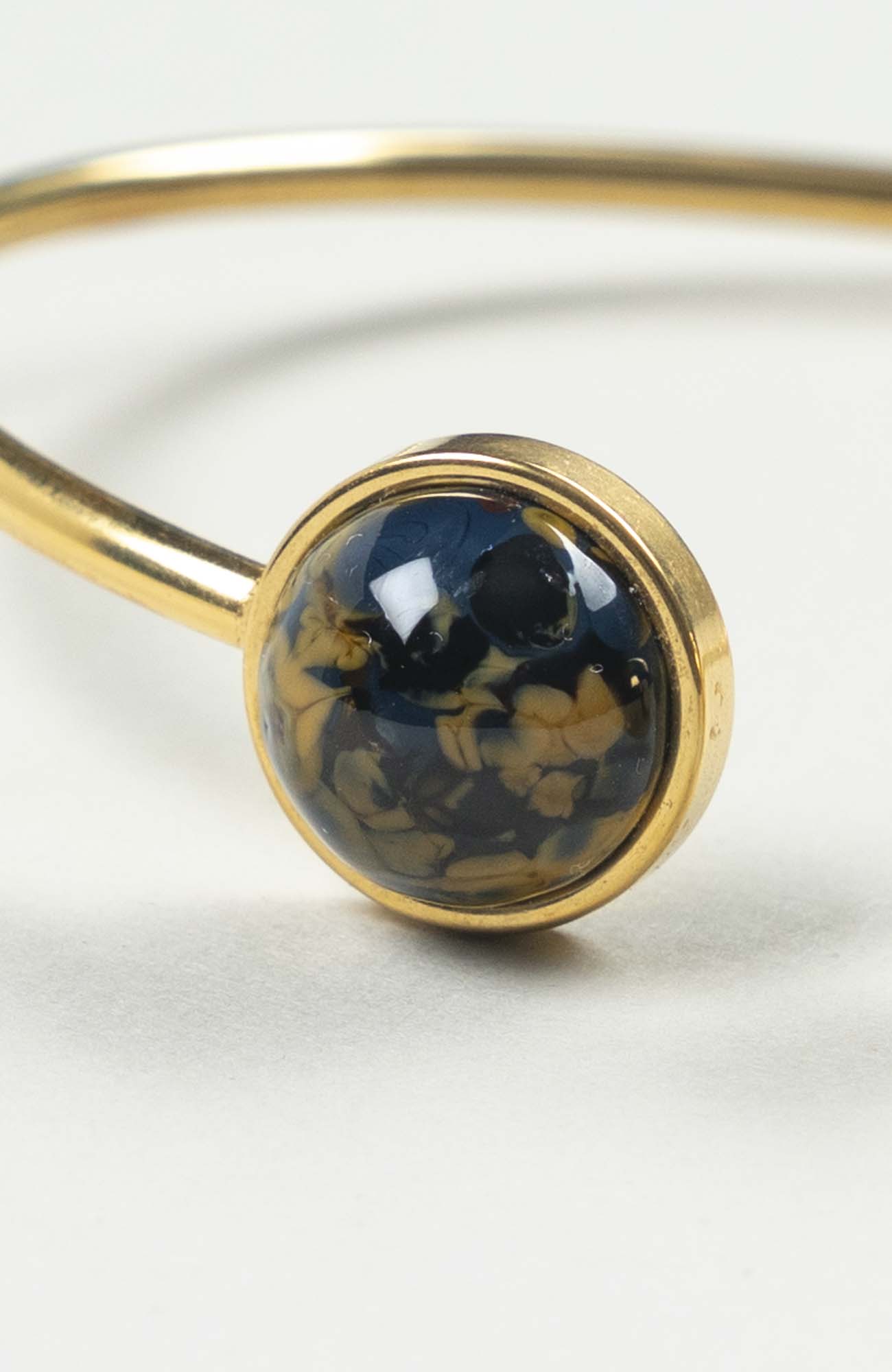 Bracelet grand jonc cabochon Azura Doré