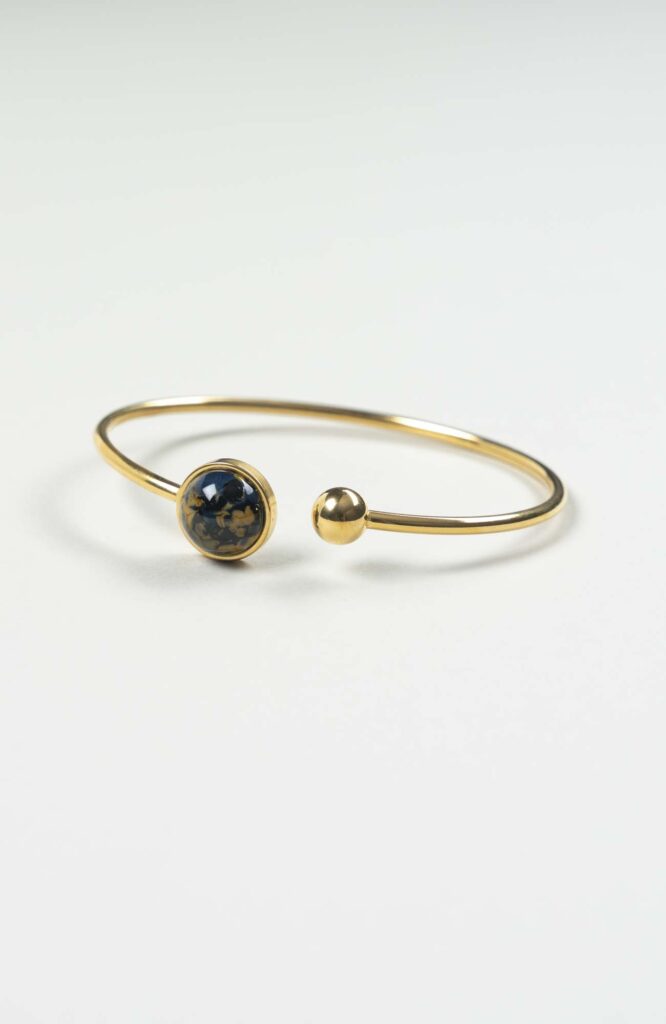 Bracelet grand jonc cabochon Azura Doré