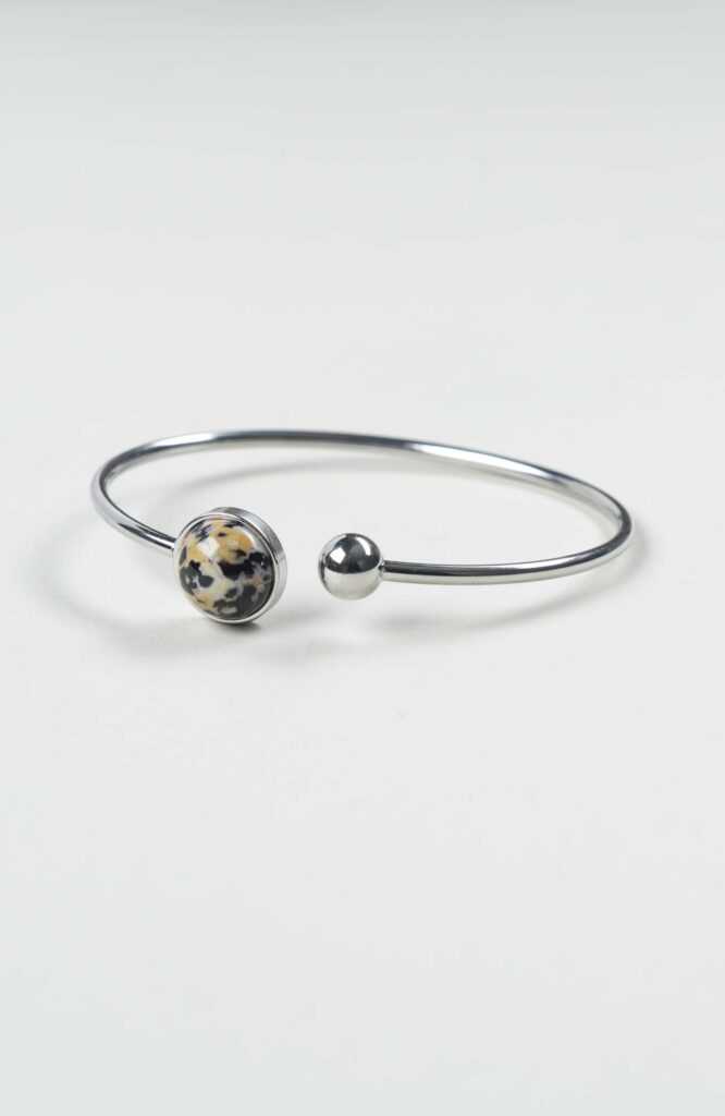 Bracelet grand jonc cabochon Intense Argenté