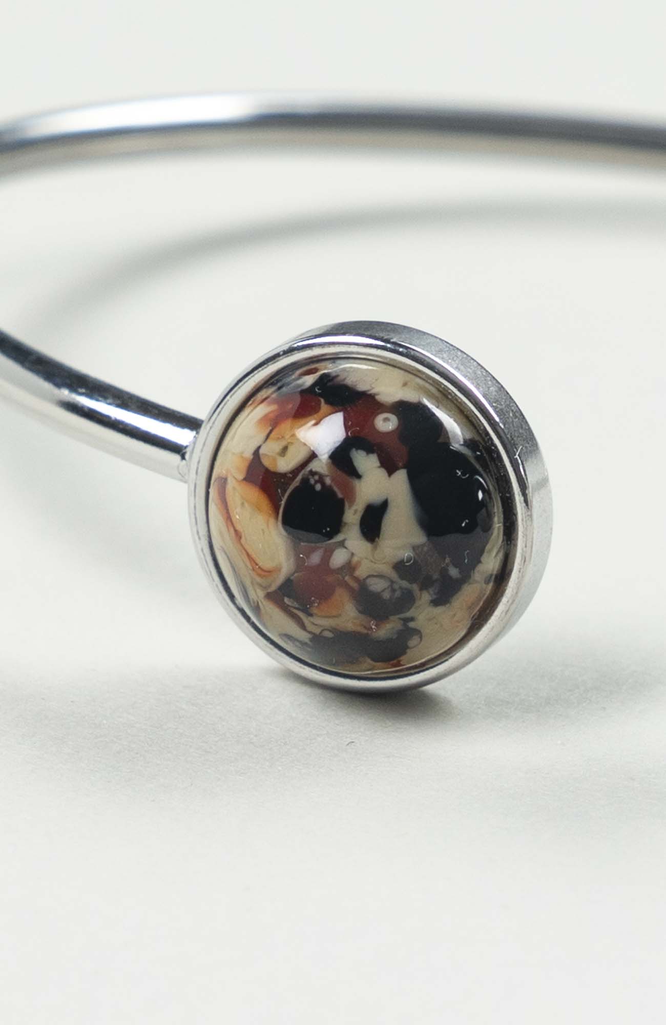 Bracelet grand jonc cabochon Velours Argenté