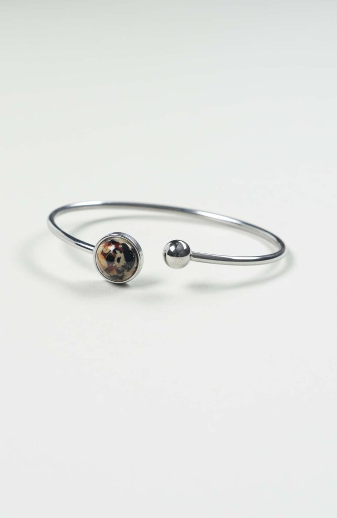 Bracelet grand jonc cabochon Velours Argenté