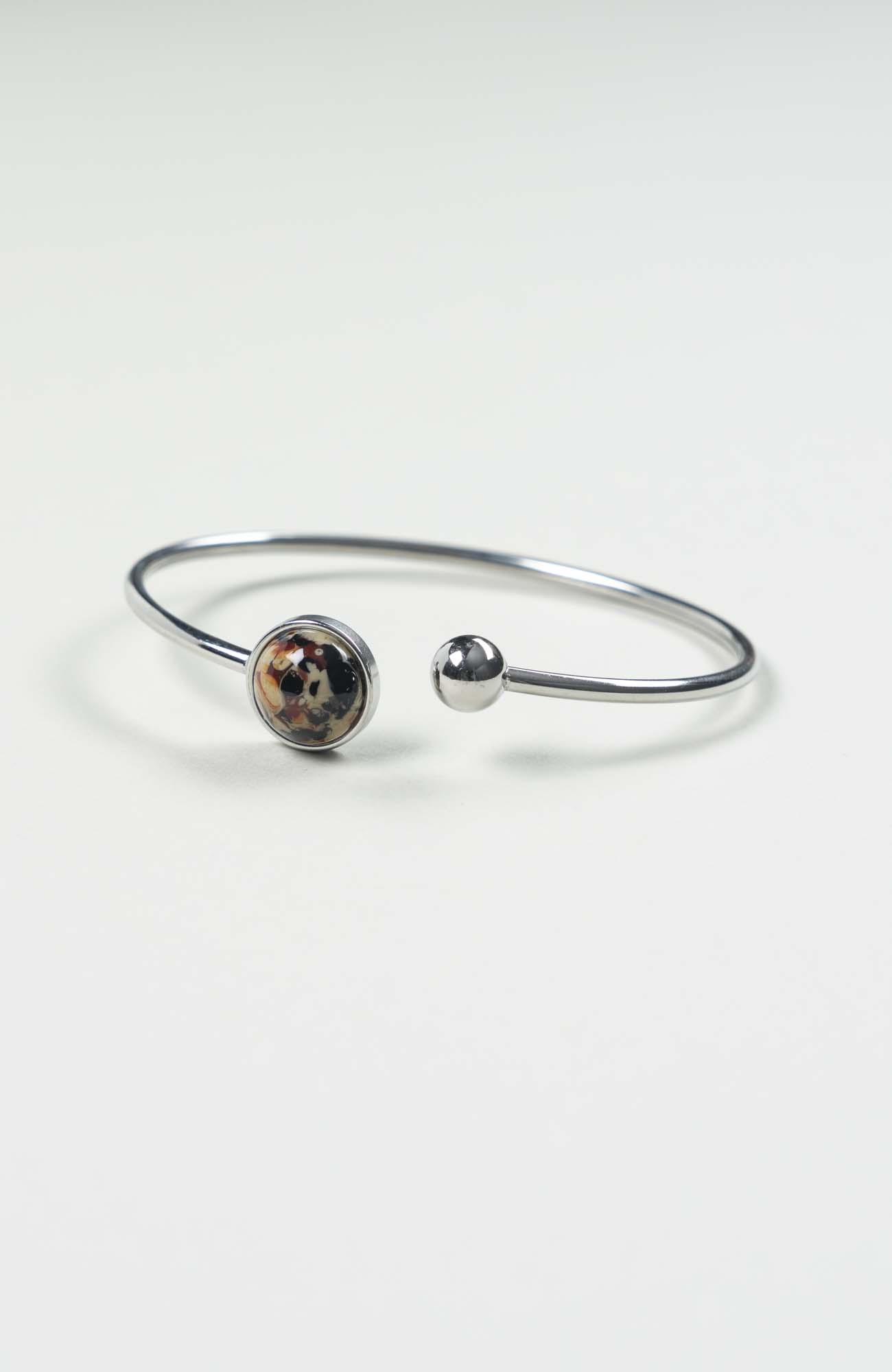 Bracelet grand jonc cabochon Velours Argenté