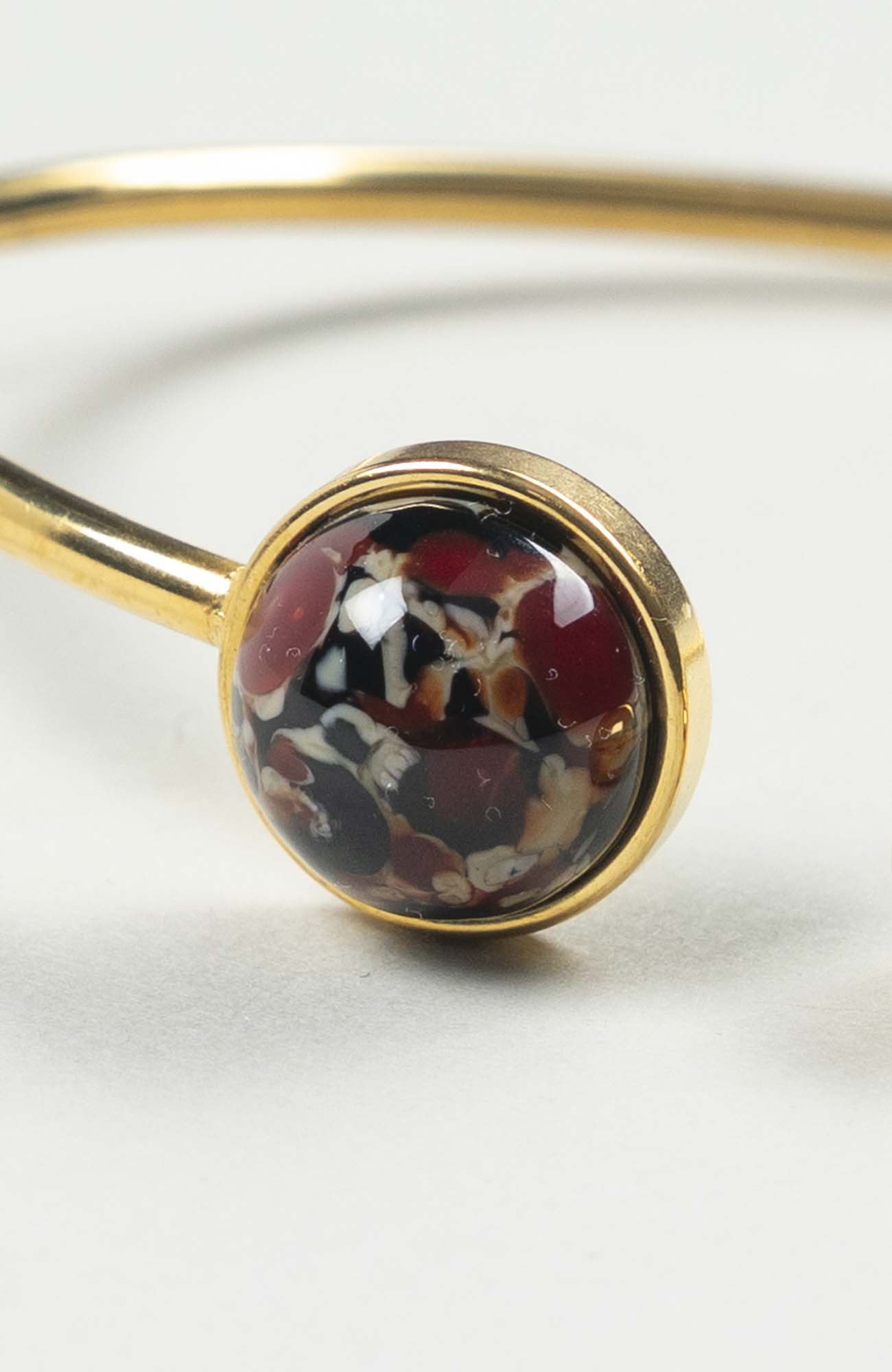 Bracelet grand jonc cabochon Velours Doré