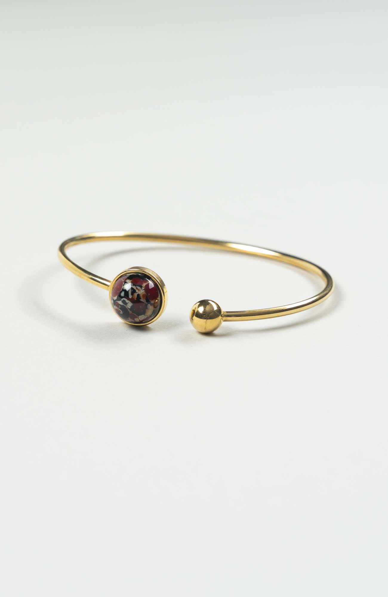 Bracelet grand jonc cabochon Velours Doré