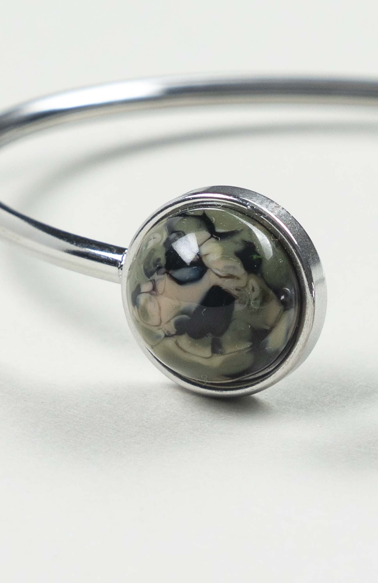 Bracelet grand jonc cabochon British Argenté