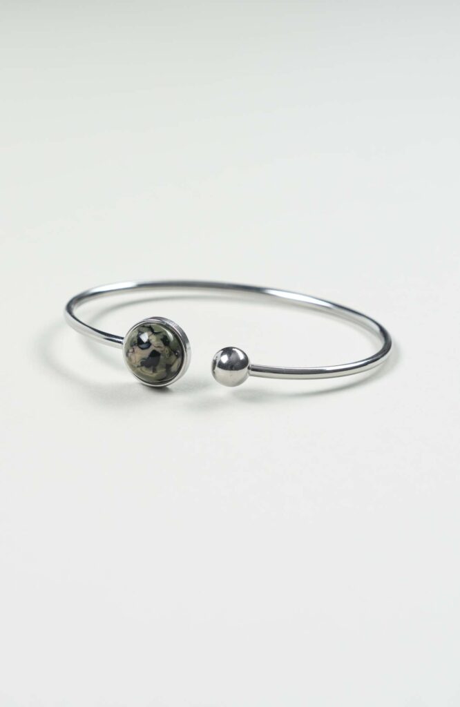 Bracelet grand jonc cabochon British Argenté