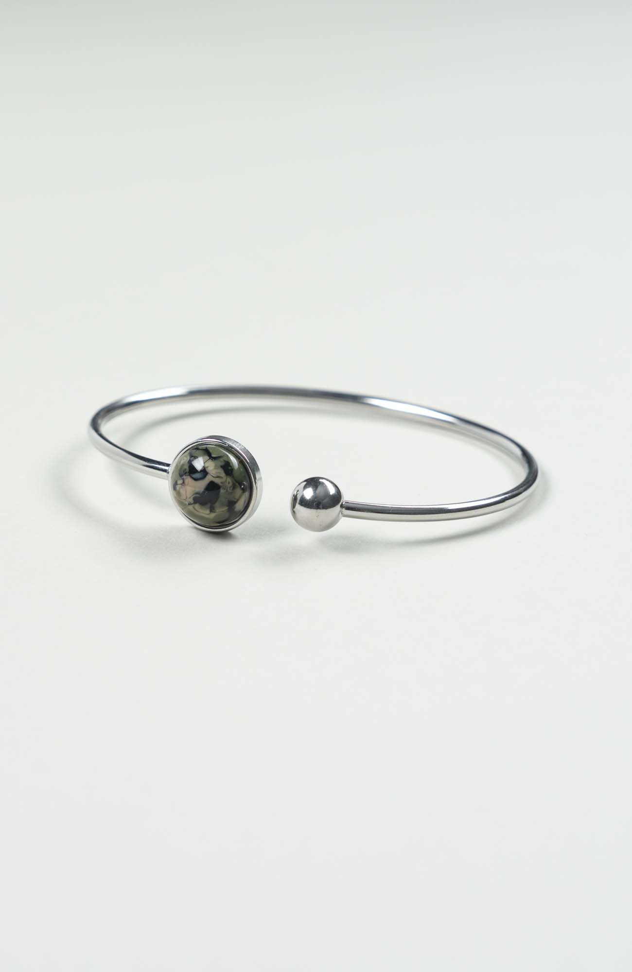 Bracelet grand jonc cabochon British Argenté