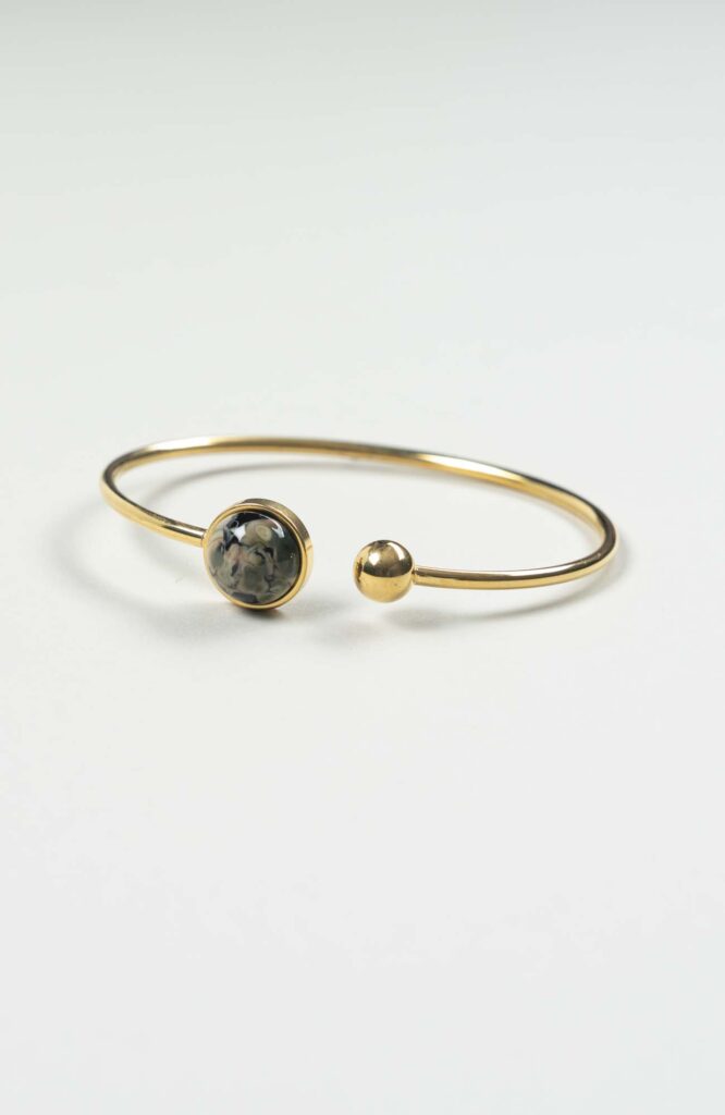 Bracelet grand jonc cabochon British Doré
