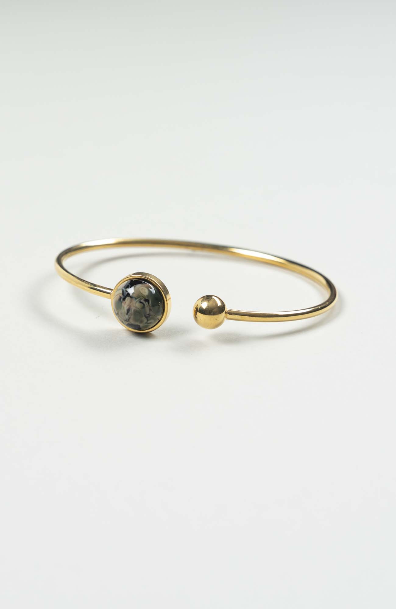 Bracelet grand jonc cabochon British Doré