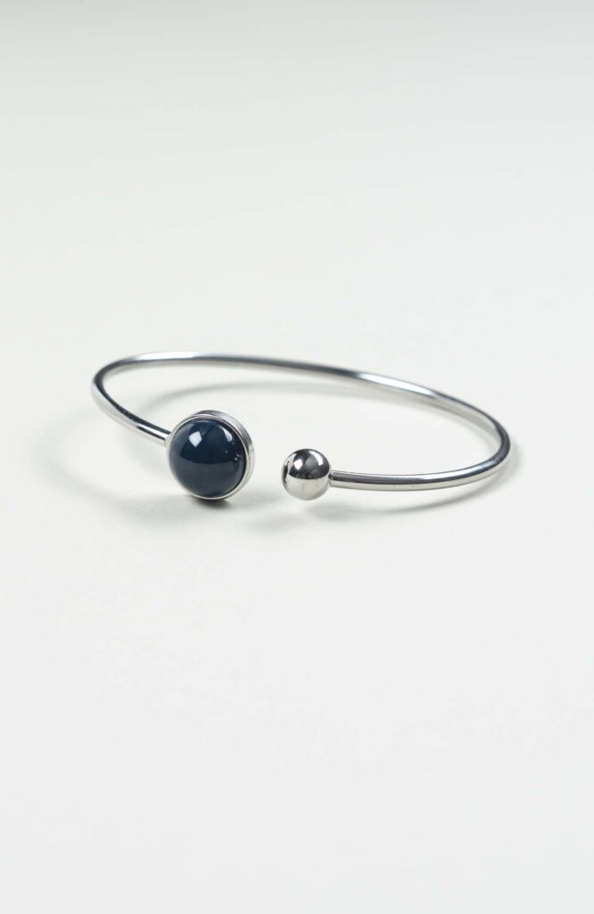 Bracelet grand jonc cabochon Azura Uni Argenté