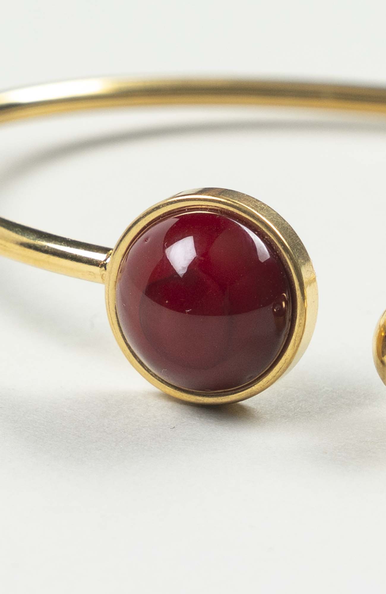 Bracelet grand jonc cabochon Velours Uni Doré