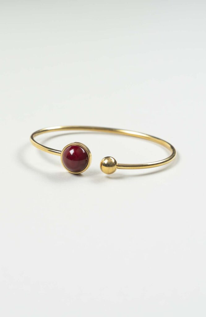 Bracelet grand jonc cabochon Velours Uni Doré