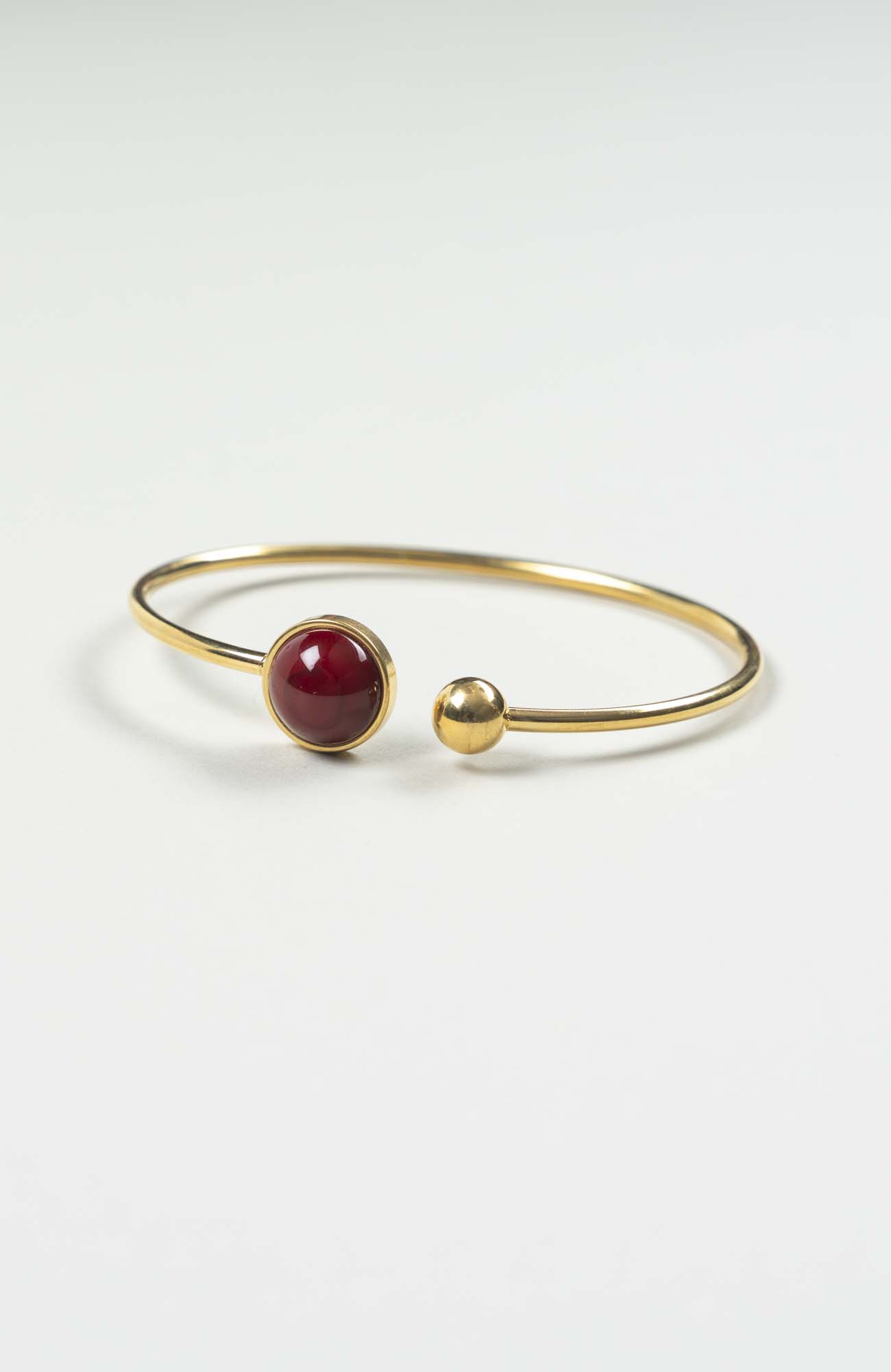 Bracelet grand jonc cabochon Velours Uni Doré