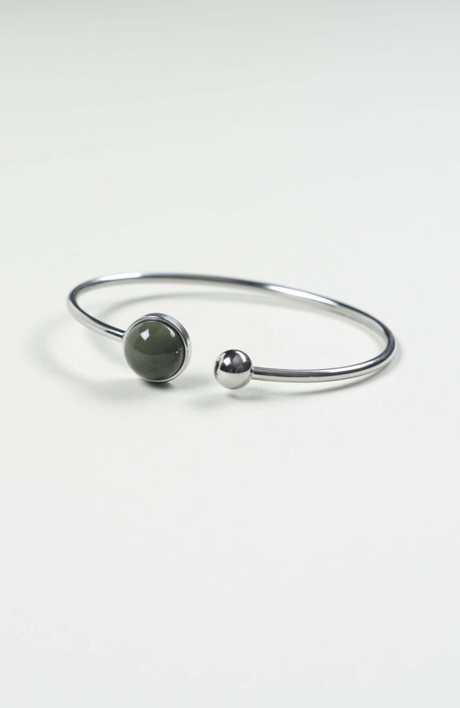 Bracelet grand jonc cabochon British Uni Argenté