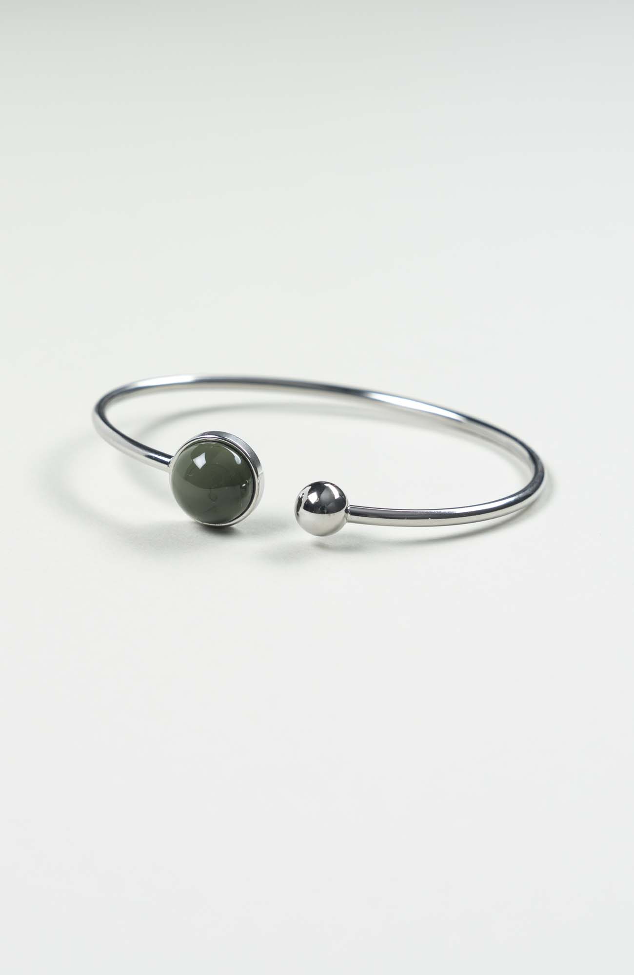 Bracelet grand jonc cabochon British Uni Argenté