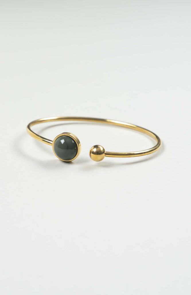 Bracelet grand jonc cabochon British Uni Doré
