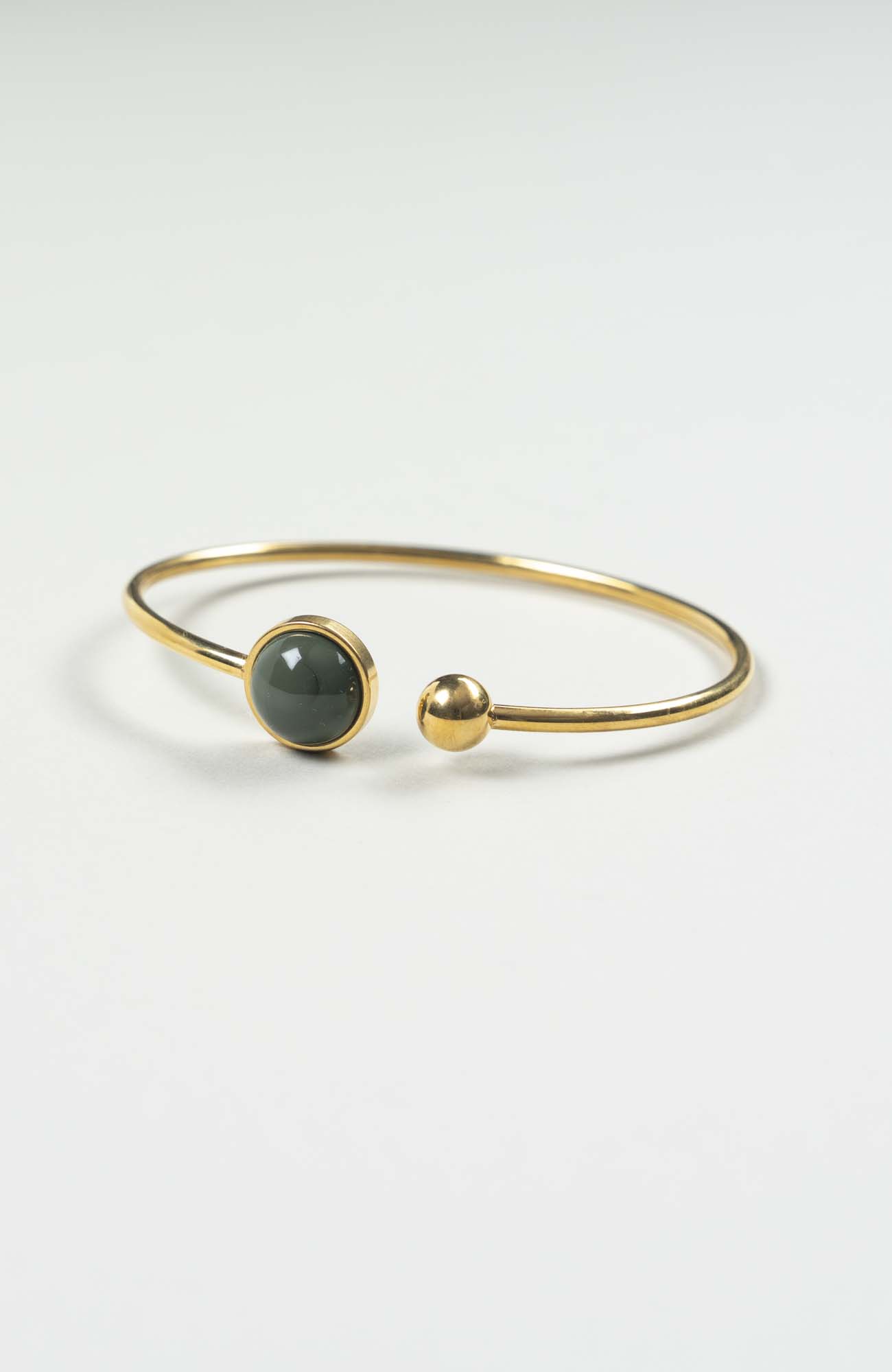 Bracelet grand jonc cabochon British Uni Doré