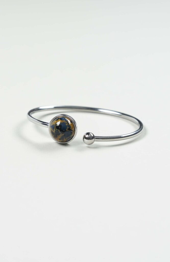 Bracelet petit jonc cabochon Azura Argenté