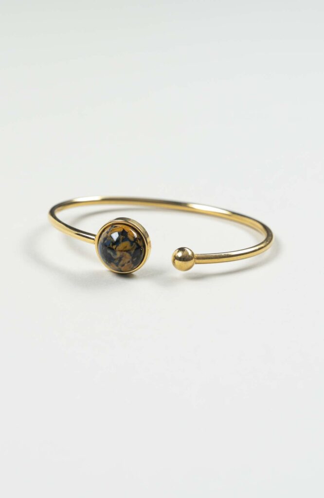 Bracelet petit jonc cabochon Azura Doré