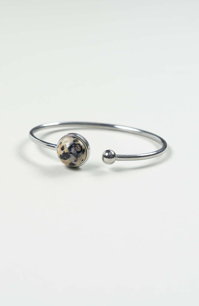 Bracelet petit jonc cabochon Intense Argenté