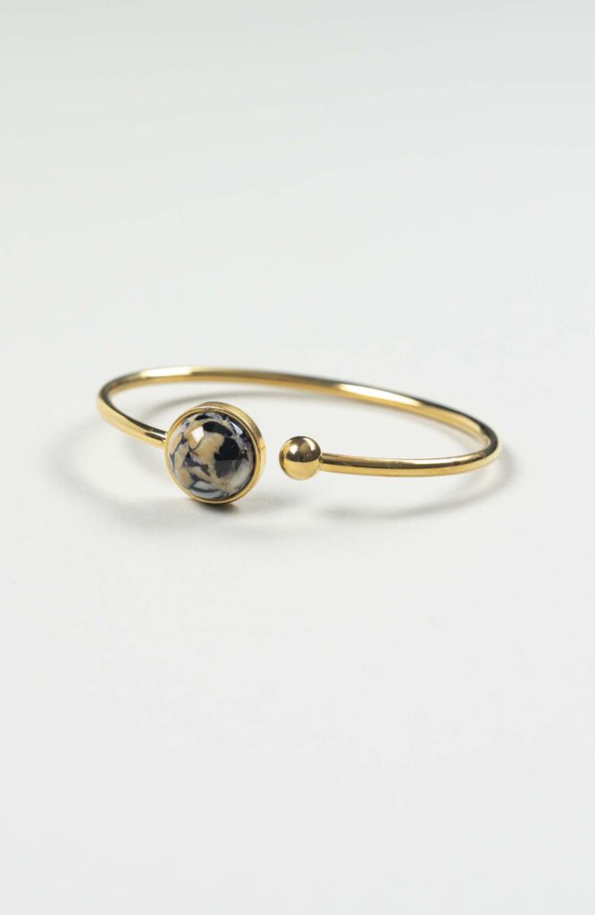 Bracelet petit jonc cabochon Intense Doré