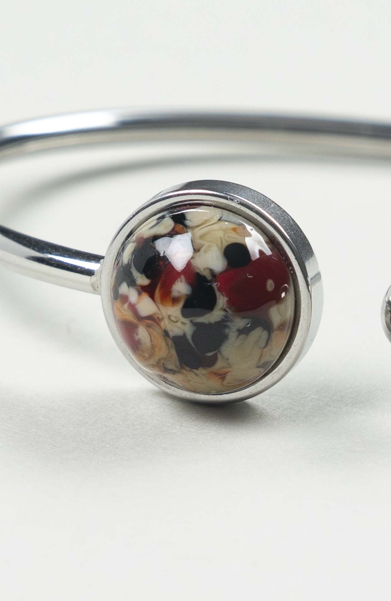 Bracelet petit jonc cabochon Velours Argenté