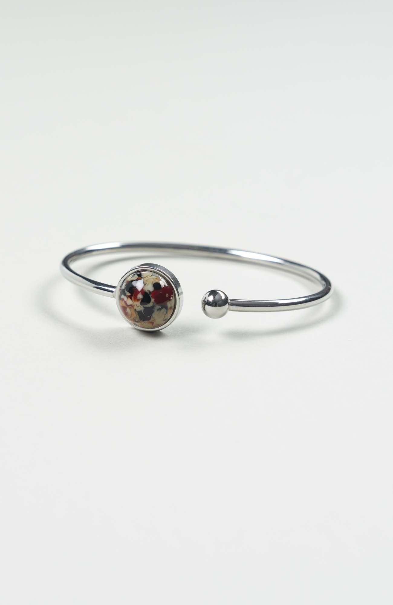 Bracelet petit jonc cabochon Velours Argenté