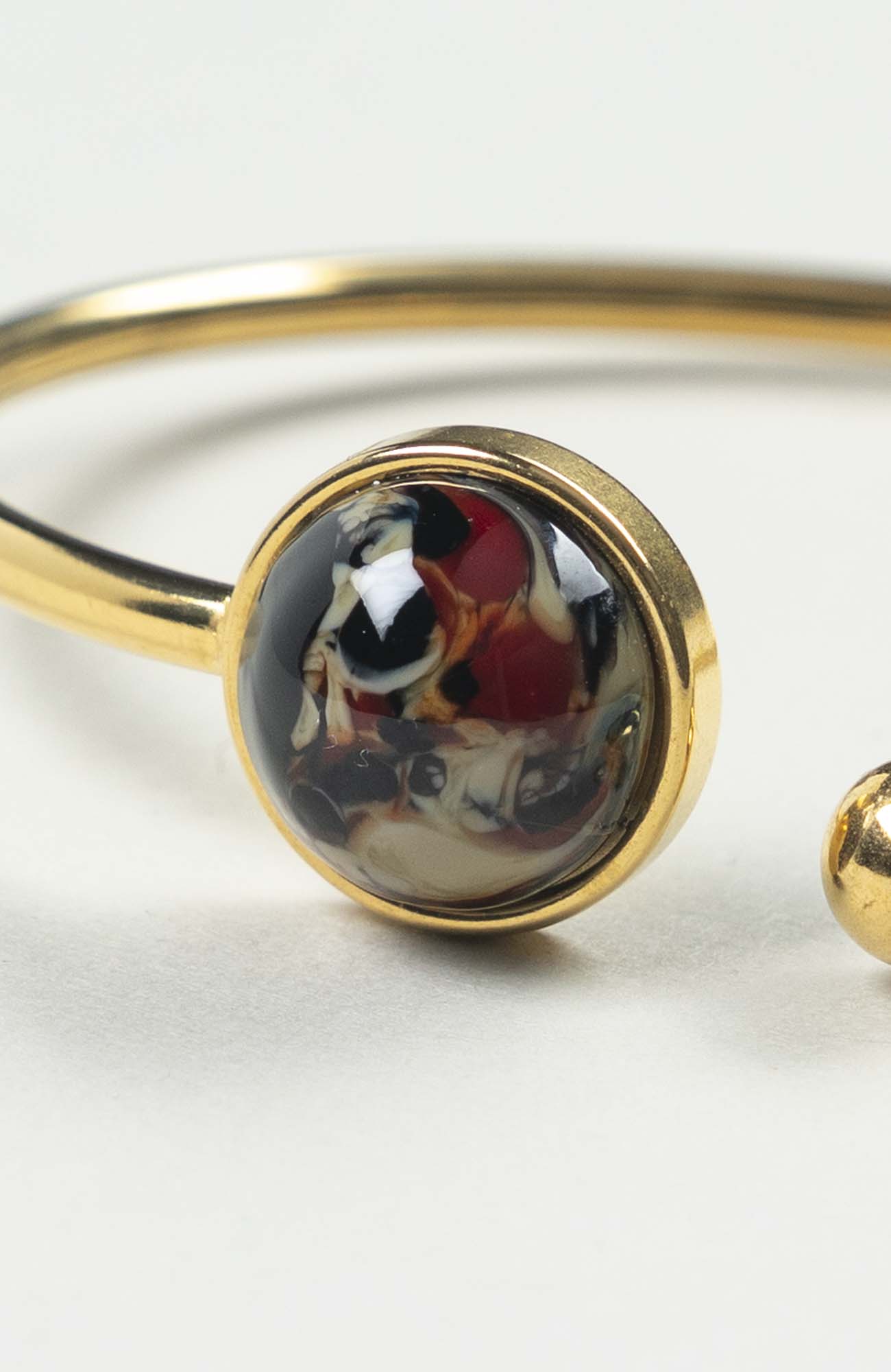 Bracelet petit jonc cabochon Velours Doré