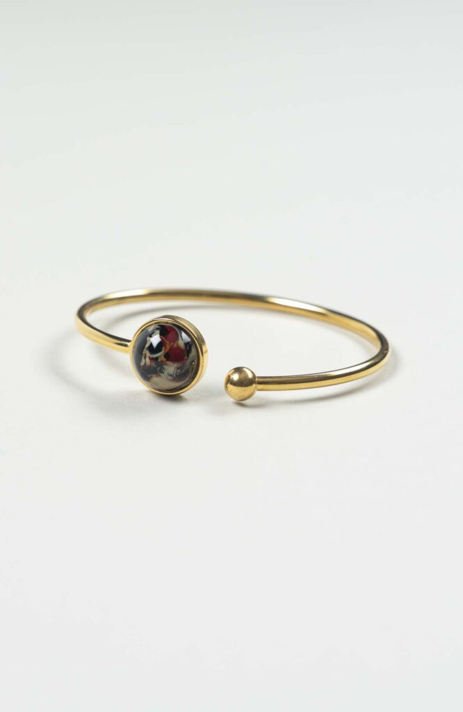 Bracelet petit jonc cabochon Velours Doré