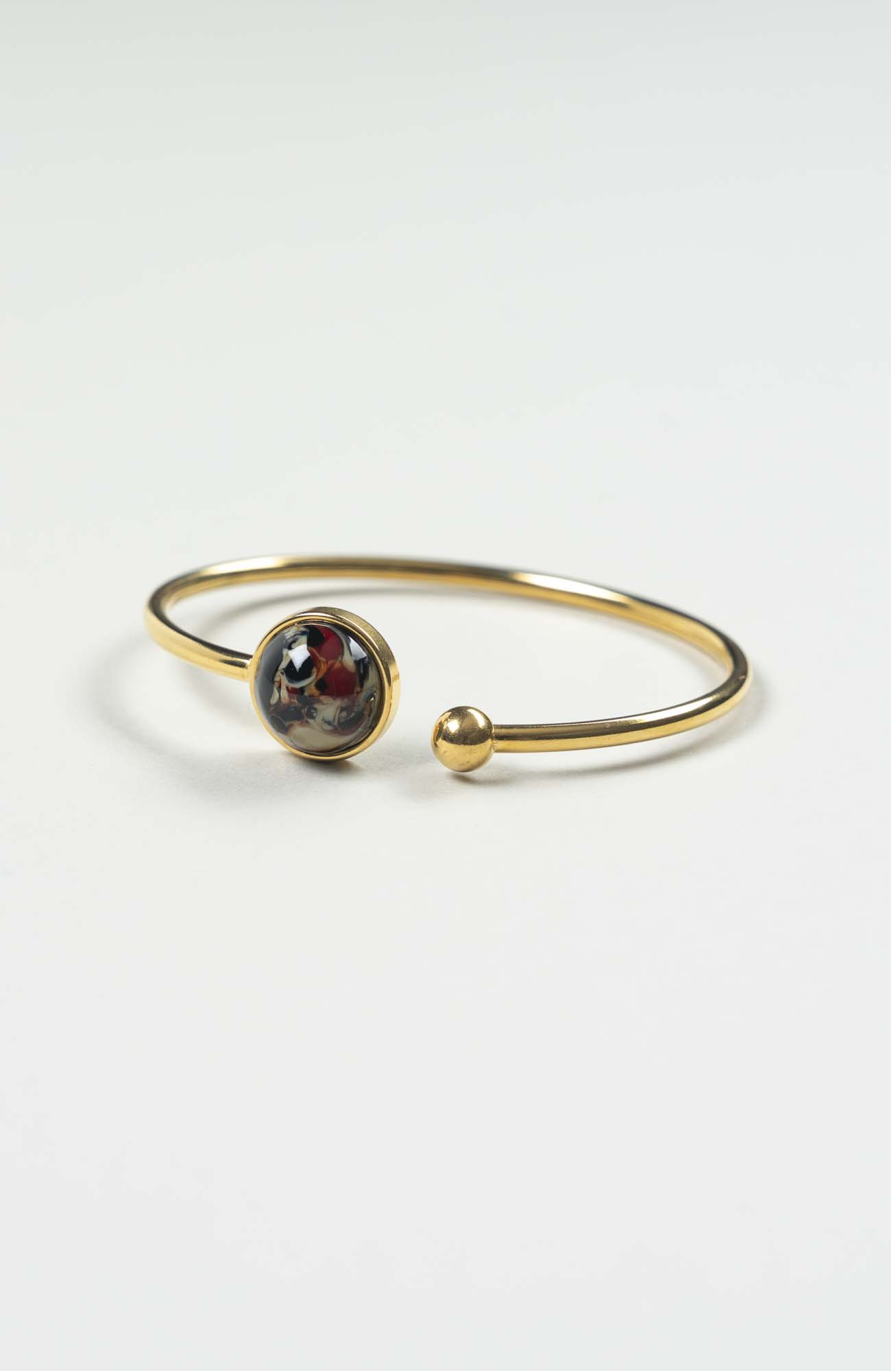 Bracelet petit jonc cabochon Velours Doré