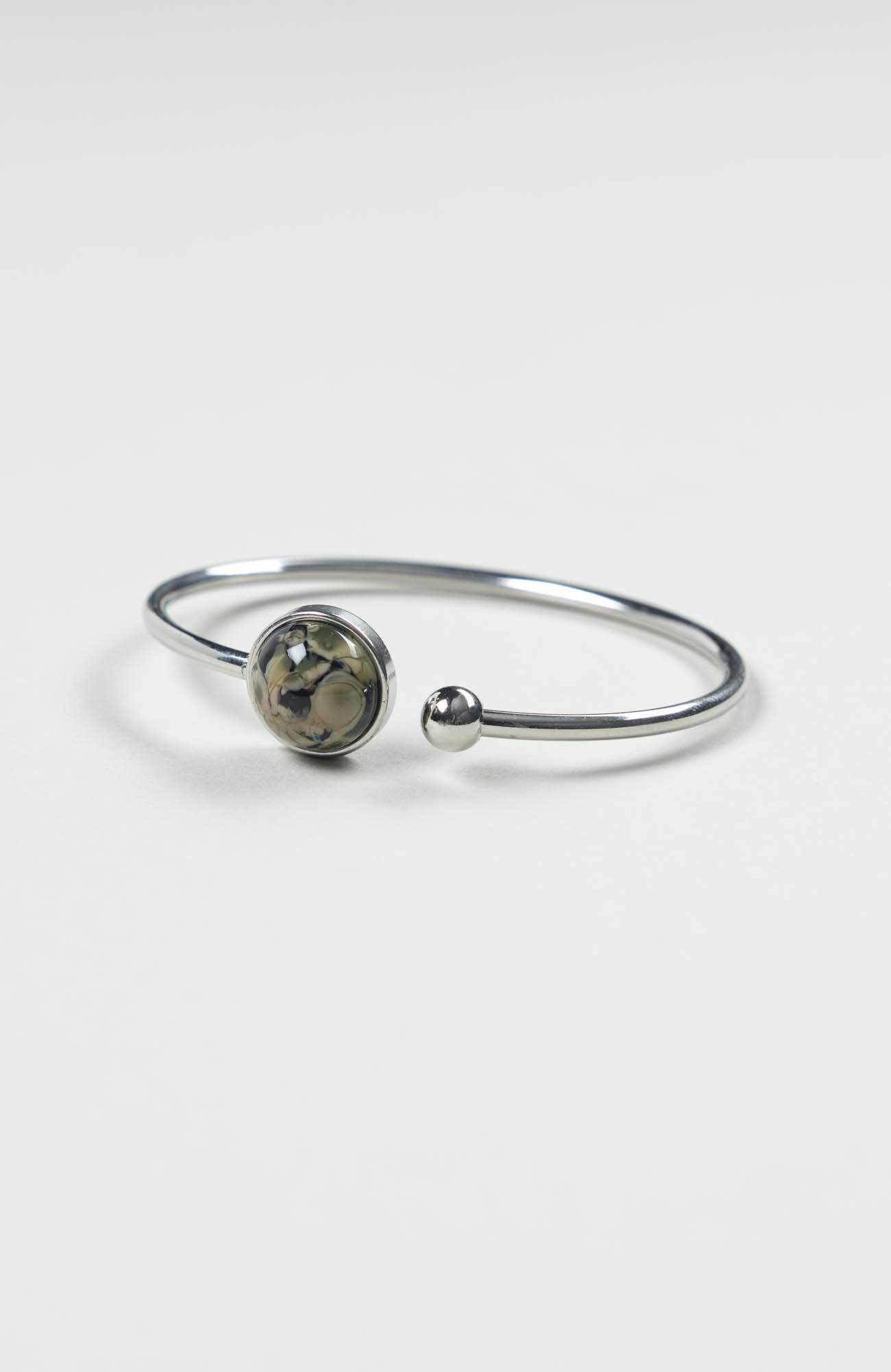 Bracelet petit jonc cabochon British Argenté