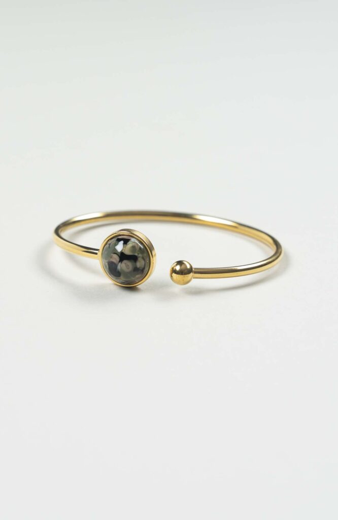 Bracelet petit jonc cabochon British Doré