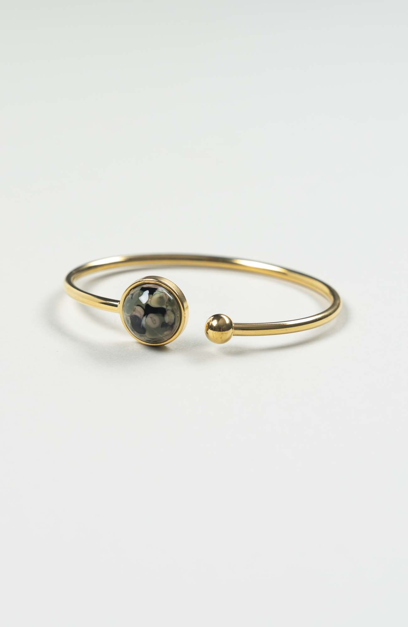 Bracelet petit jonc cabochon British Doré