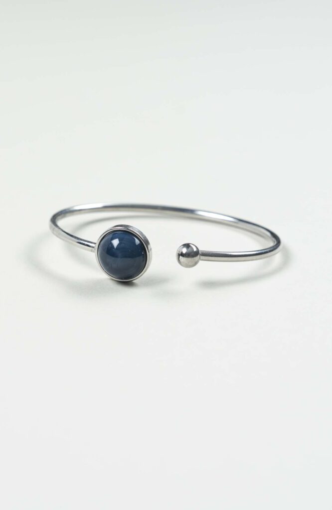 Bracelet petit jonc cabochon Azura Uni Argenté