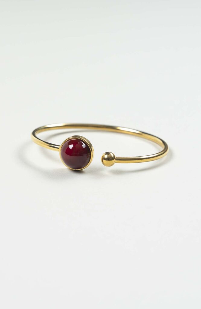 Bracelet petit jonc cabochon Velours Uni Doré