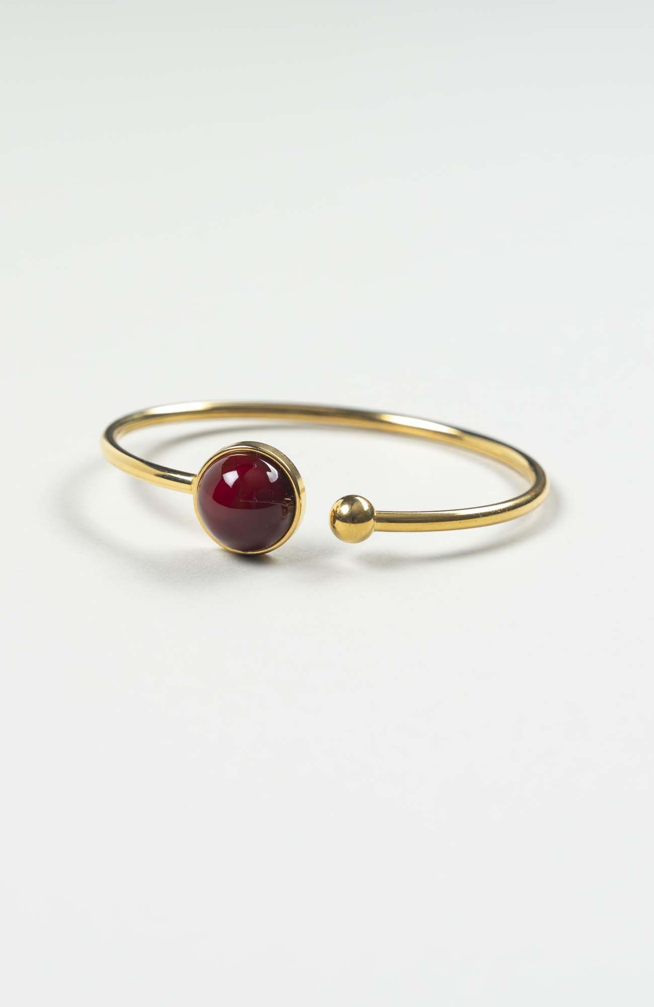 Bracelet petit jonc cabochon Velours Uni Doré