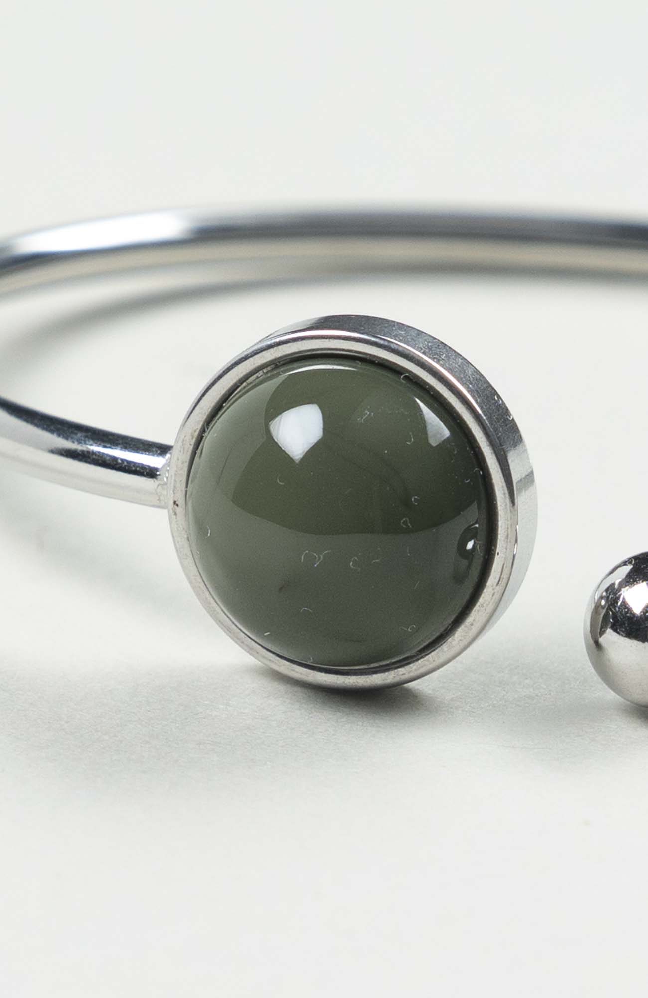 Bracelet petit jonc cabochon British Uni Argenté