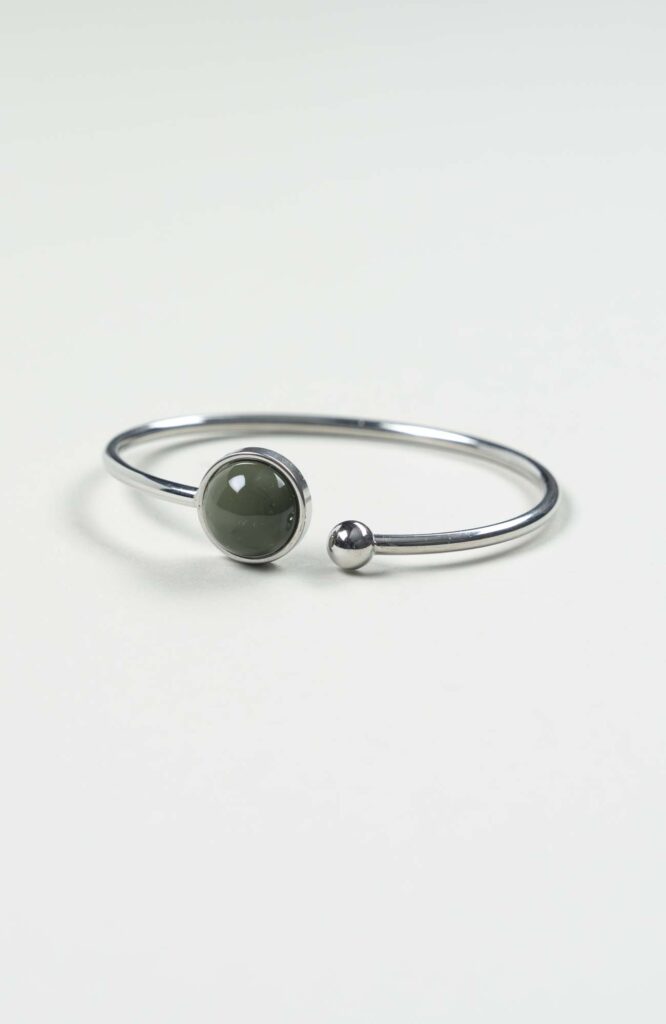 Bracelet petit jonc cabochon British Uni Argenté