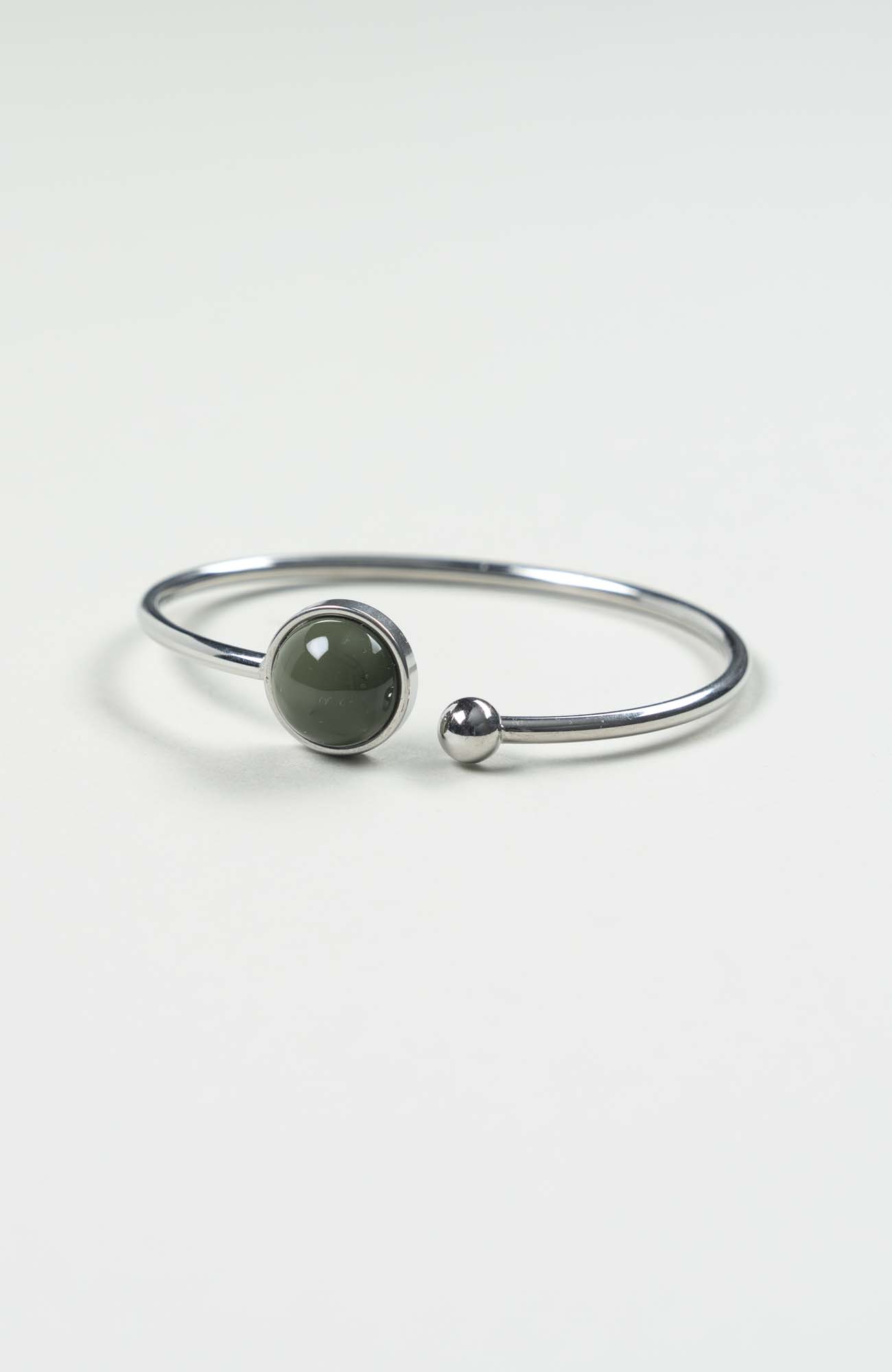 Bracelet petit jonc cabochon British Uni Argenté