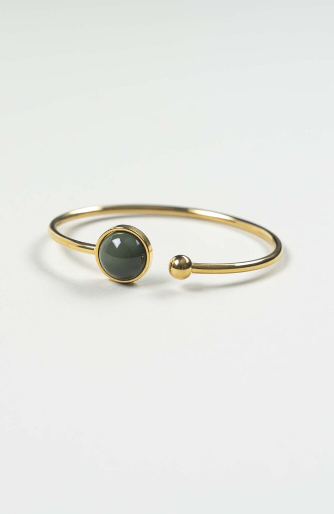 Bracelet petit jonc cabochon British Uni Doré
