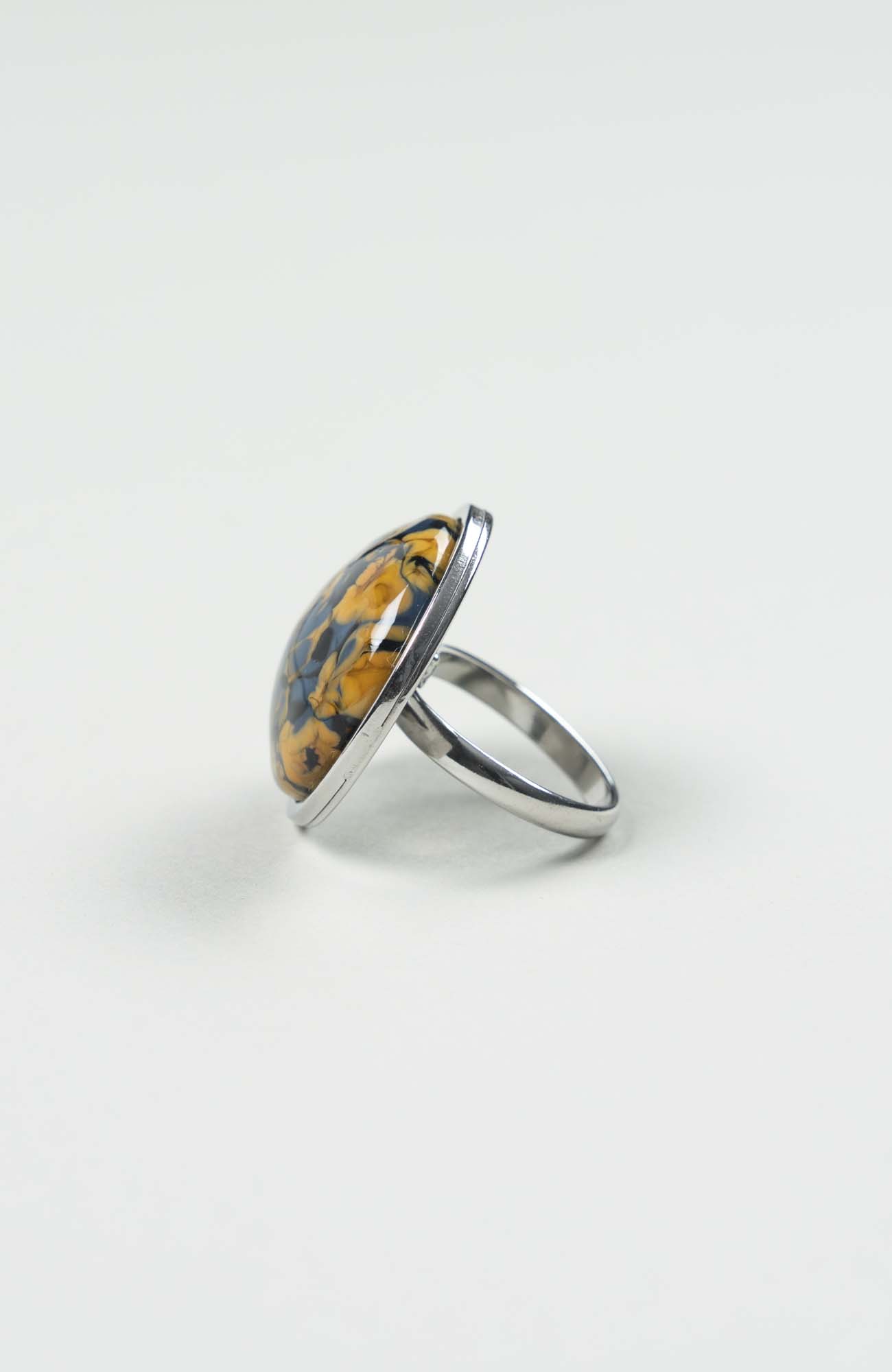 Bague grand cabochon Azura Argenté