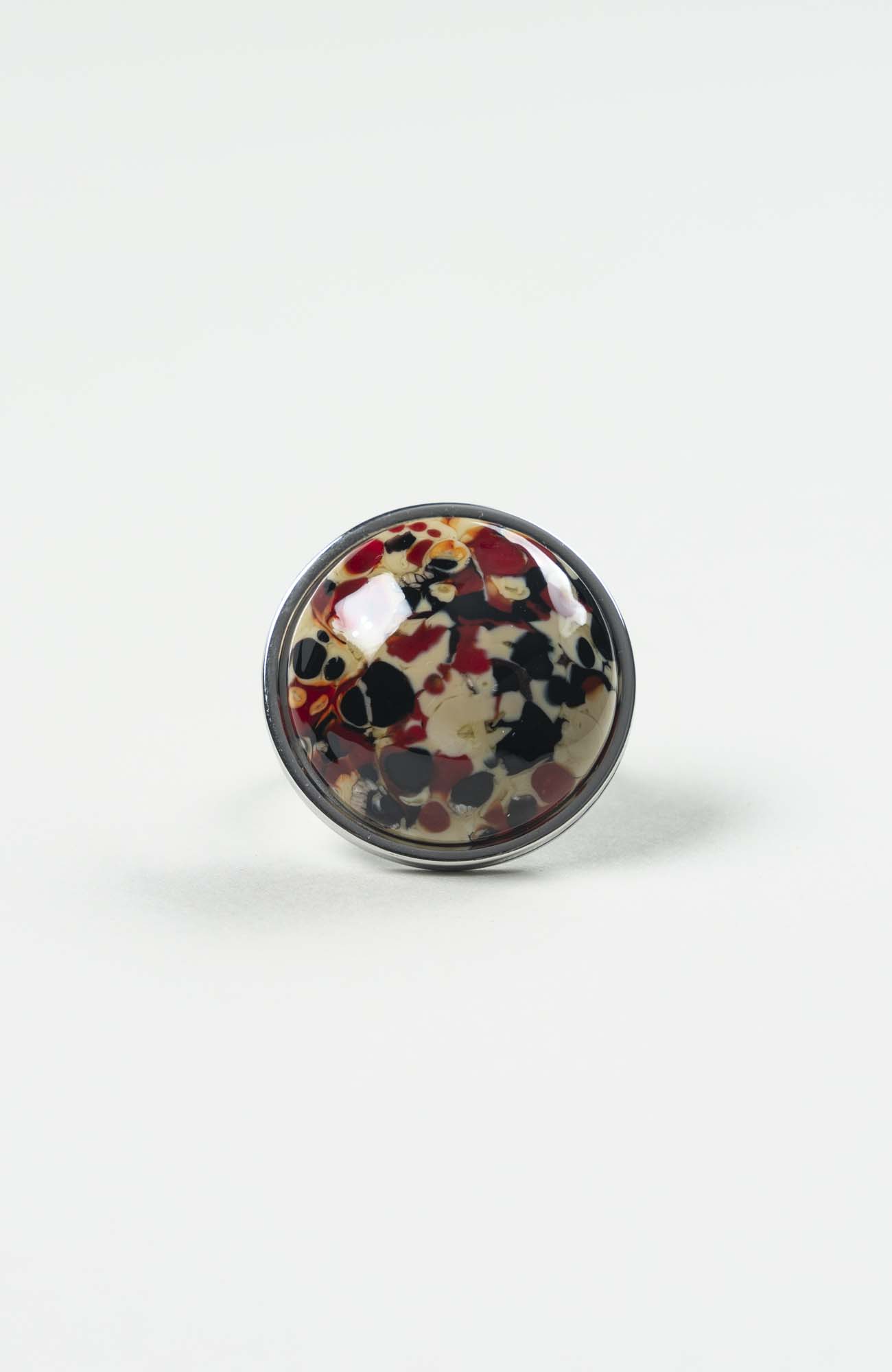 Bague grand cabochon Velours Argenté