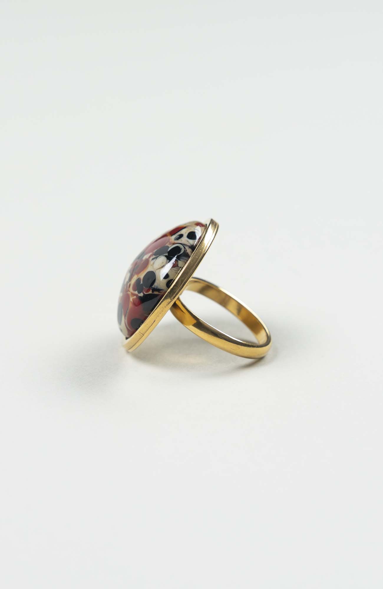 Bague grand cabochon Velours Doré