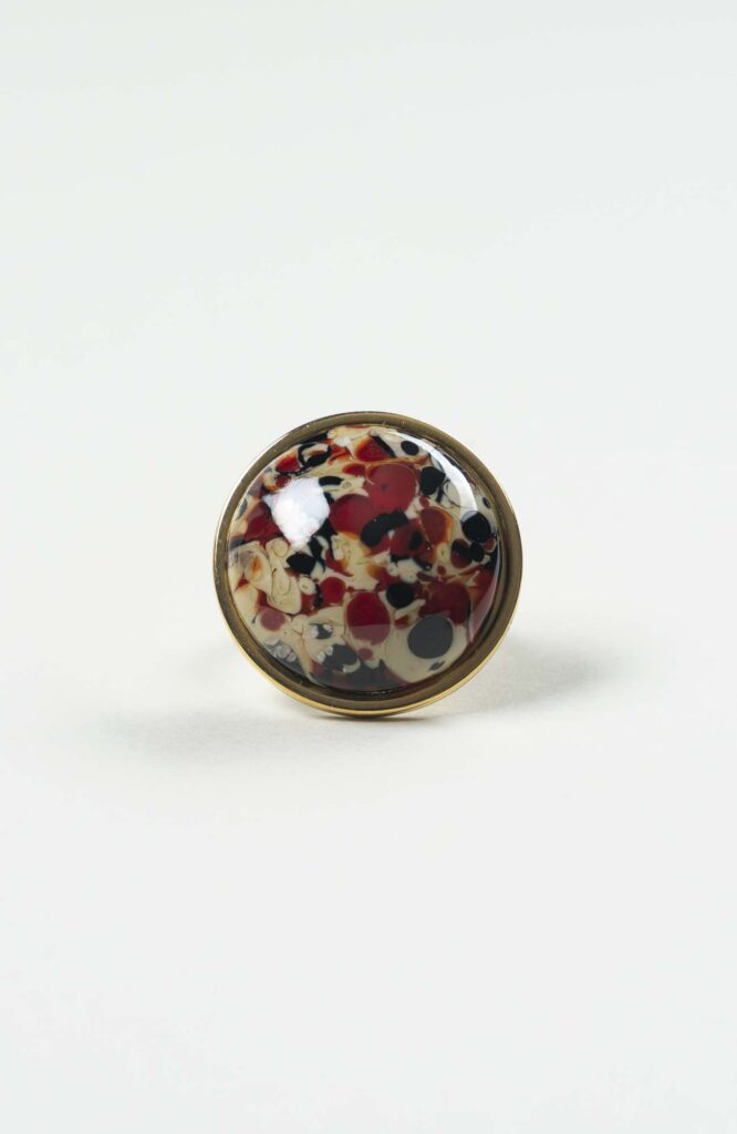 Bague grand cabochon Velours Doré