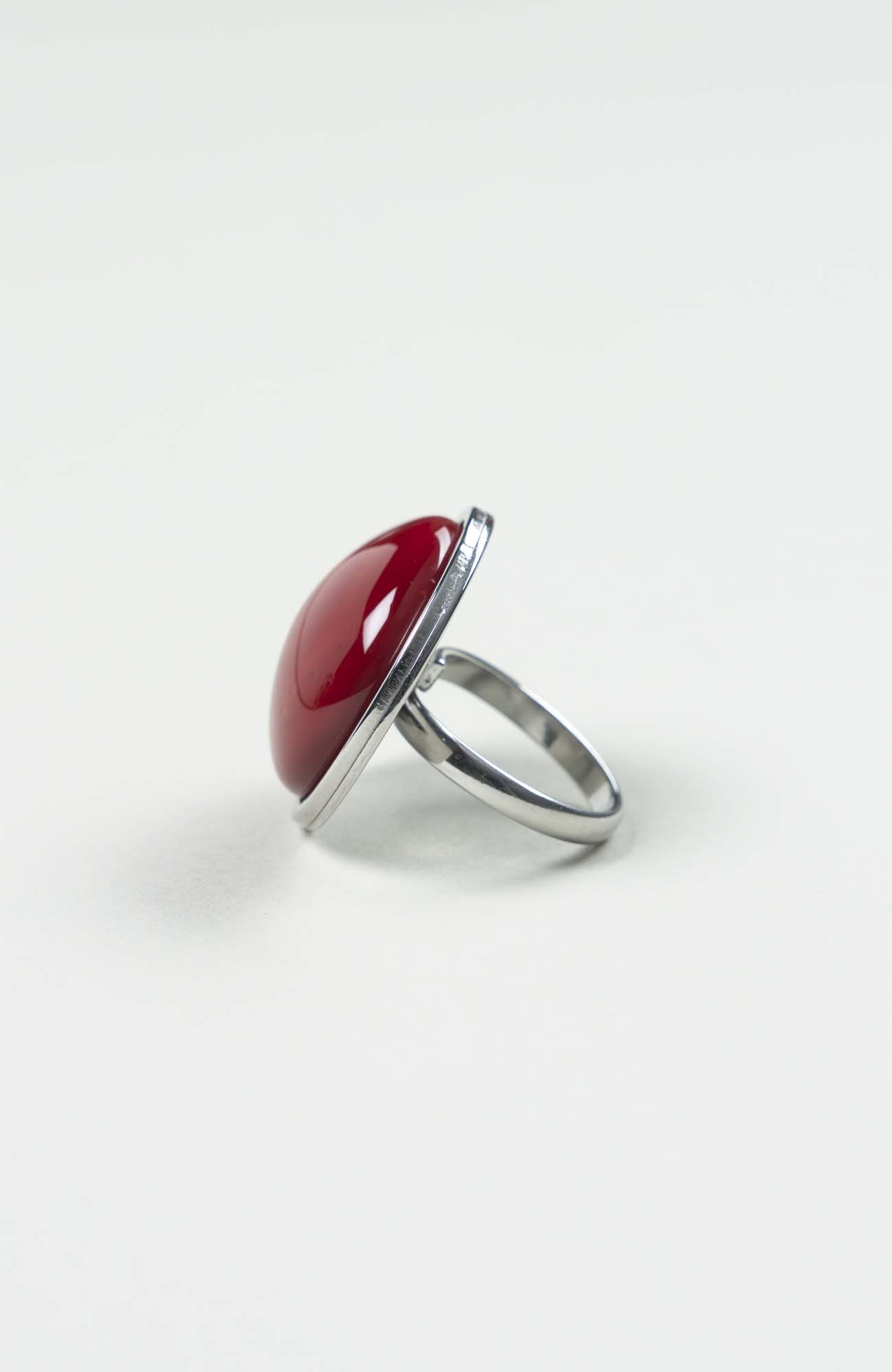 Bague grand cabochon Velours Uni Argenté