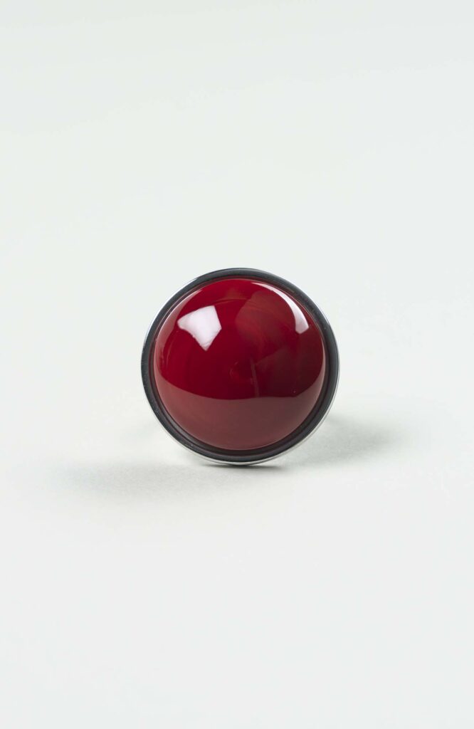 Bague grand cabochon Velours Uni Argenté