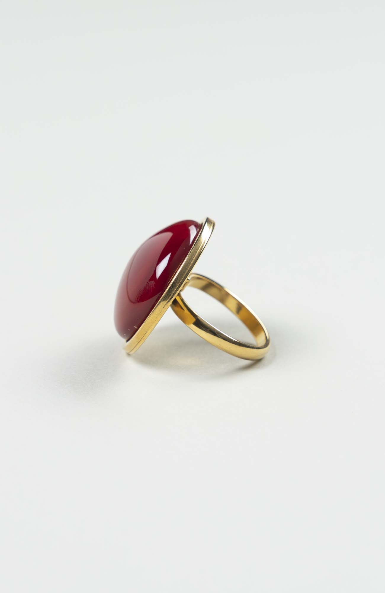 Bague grand cabochon Velours Uni Doré